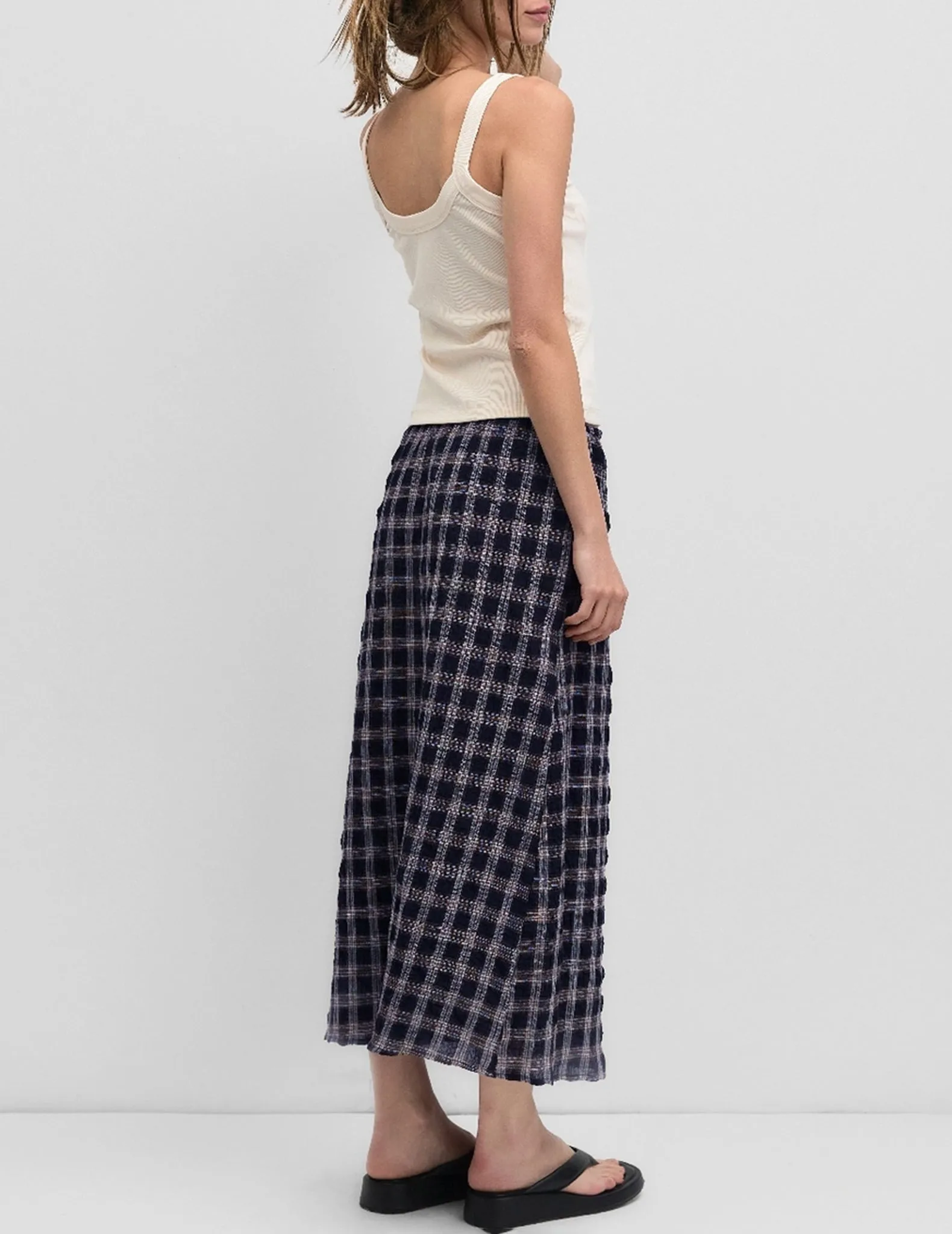 Bennett Navy Plaid Midi Skirt