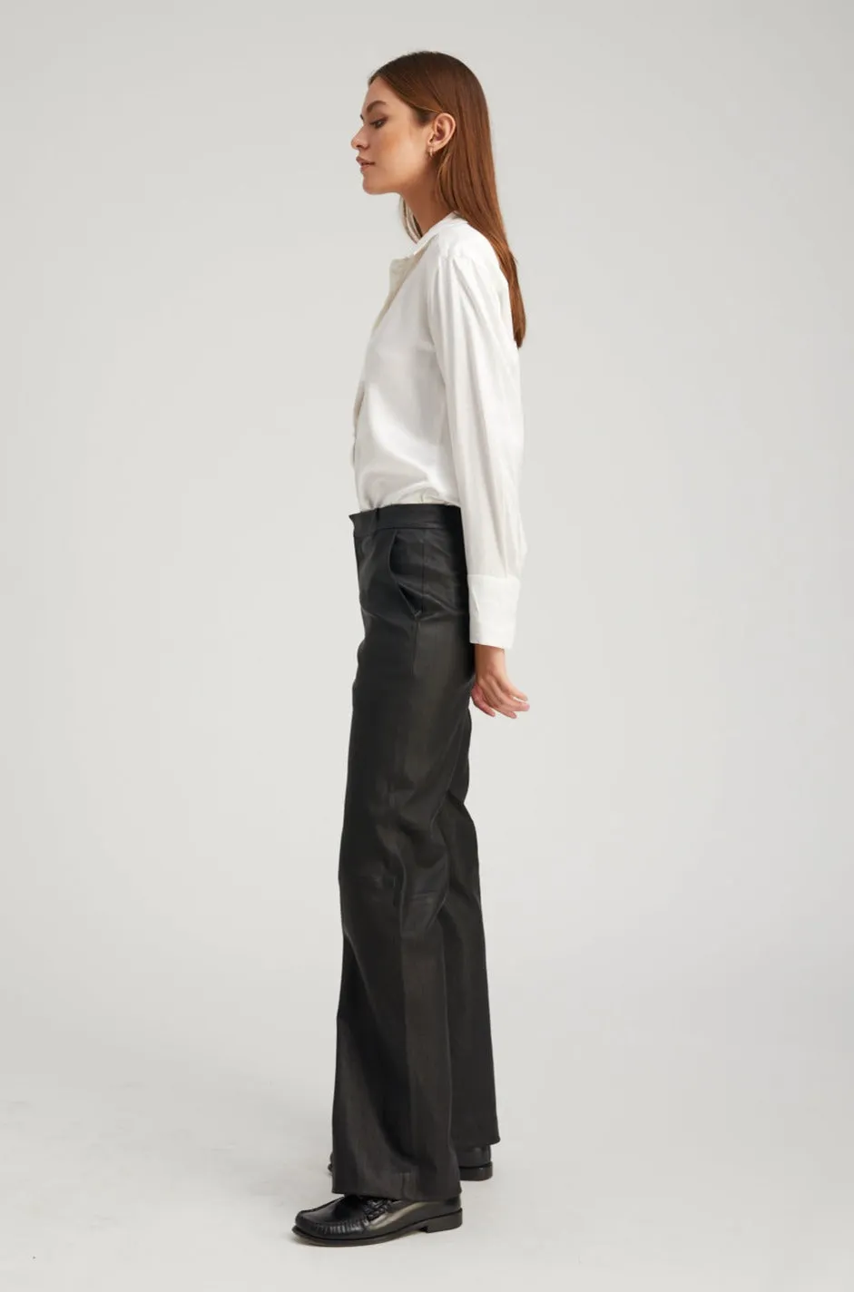 Black Leather Classic Trousers