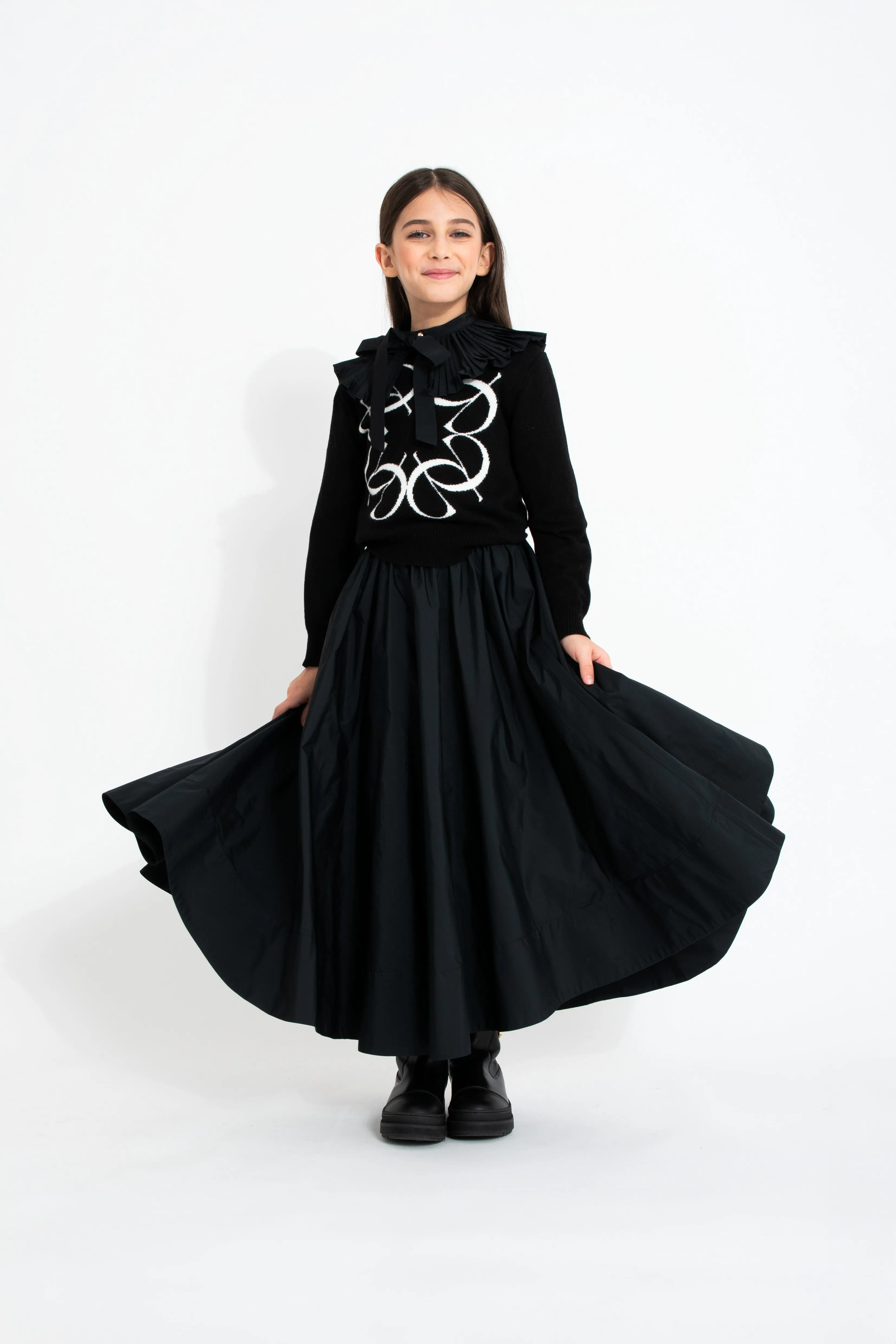 Black Long Taffeta Skirt