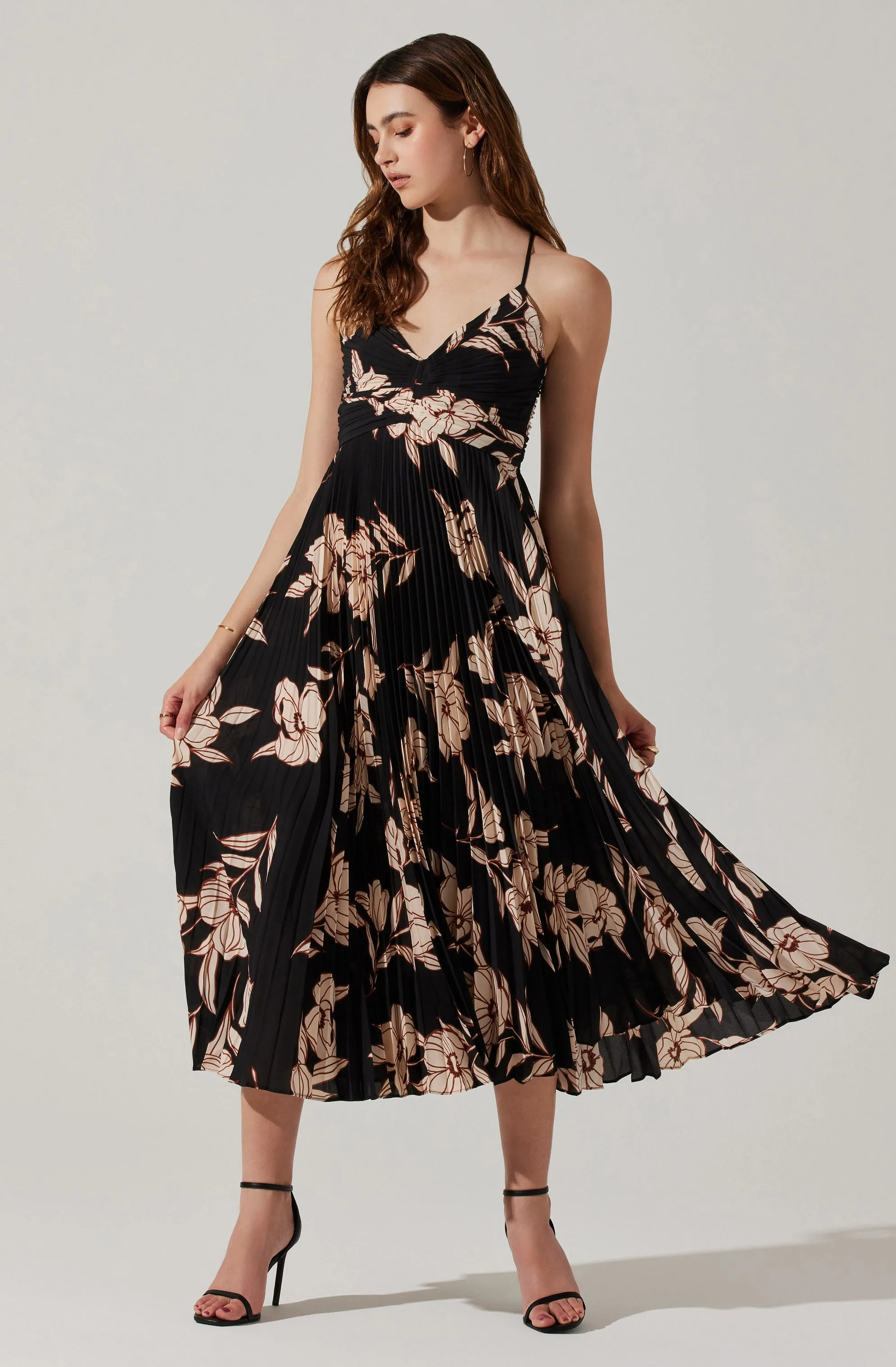 Blythe Floral Plisse Midi Dress