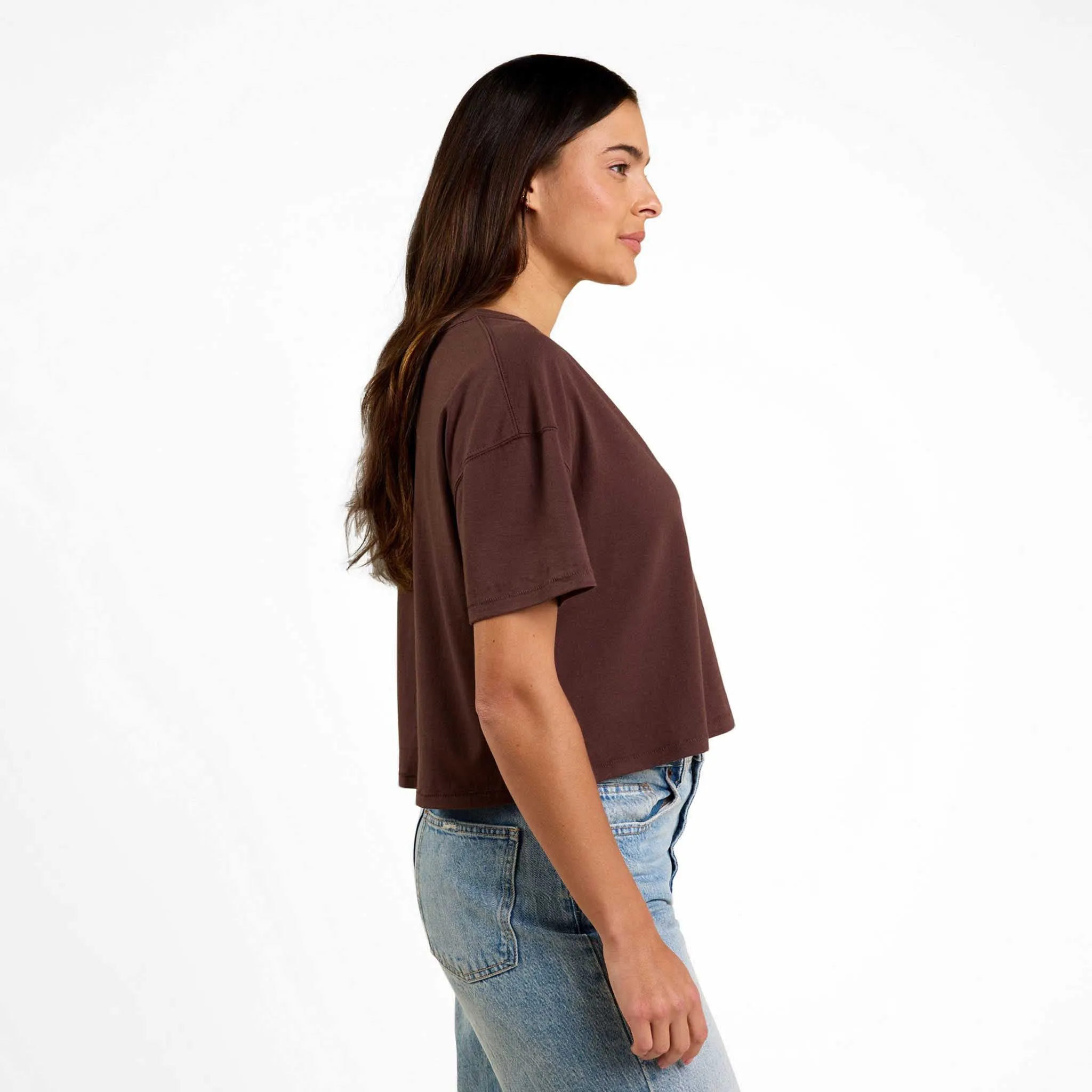 Boxy V-Neck Tee | Coffee