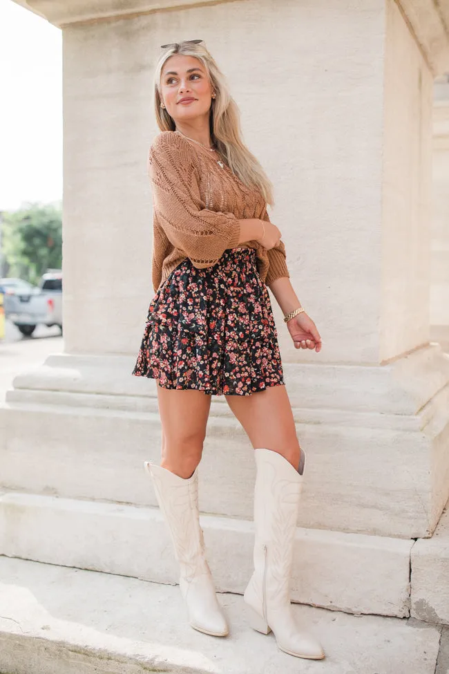 Breezy Black Floral Tiered Skort