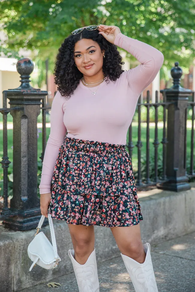 Breezy Black Floral Tiered Skort