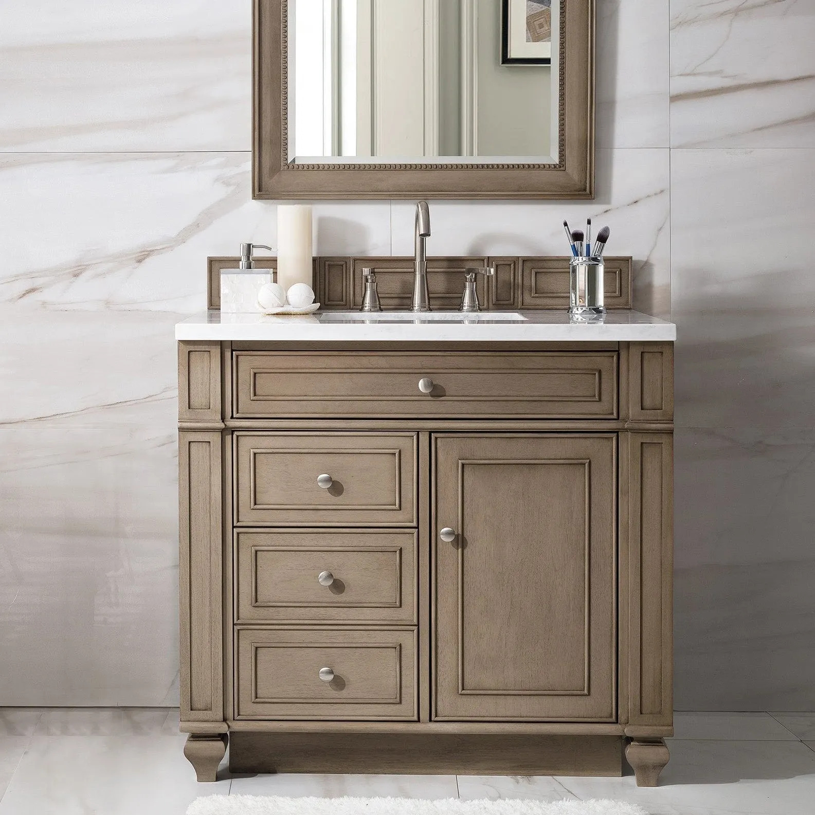 Bristol 36" Single Vanity in Whitewashed Walnut