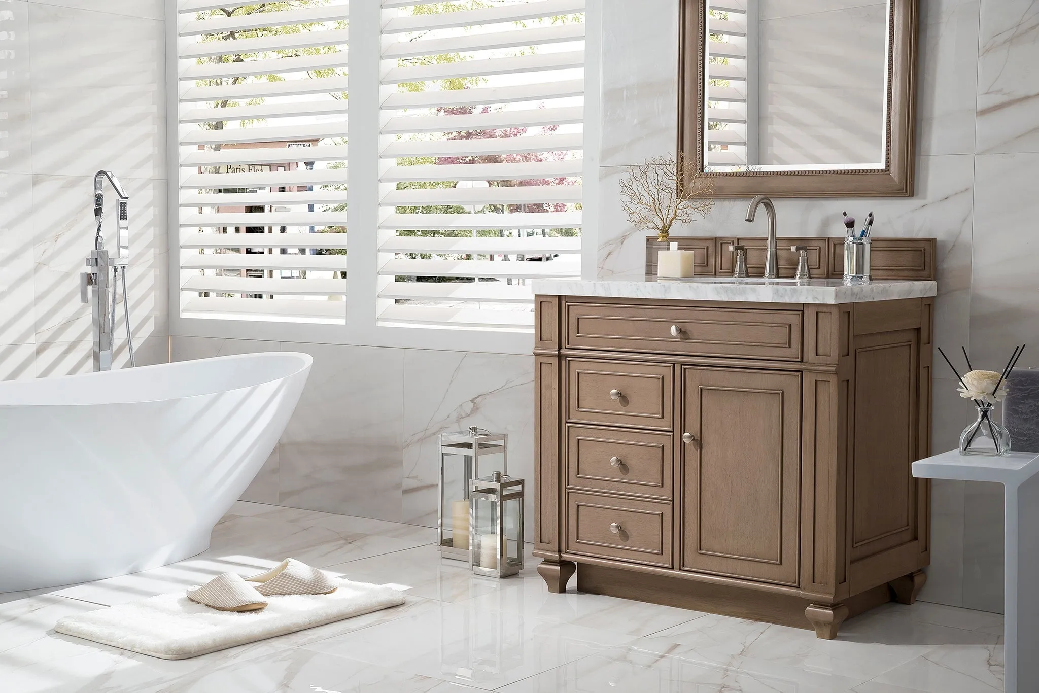 Bristol 36" Single Vanity in Whitewashed Walnut