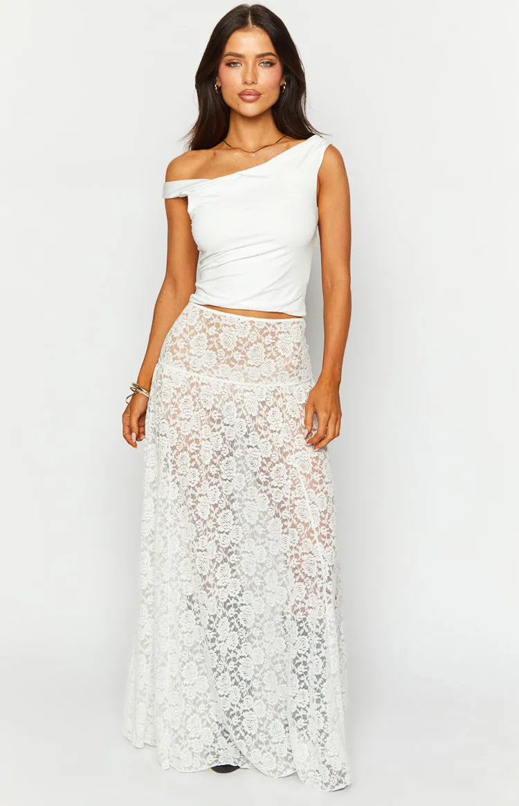 Calypso White Lace Maxi Skirt