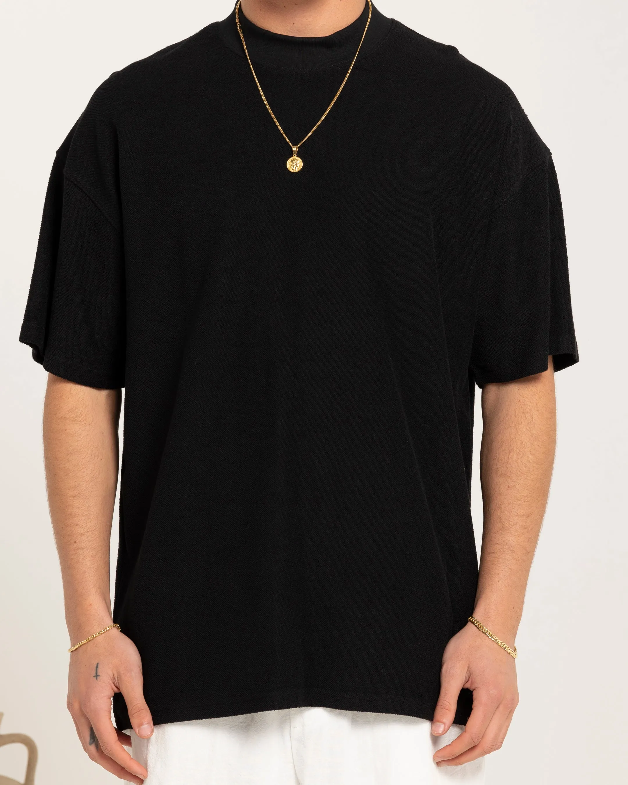 Carre Terry Oversized T-Shirt Black