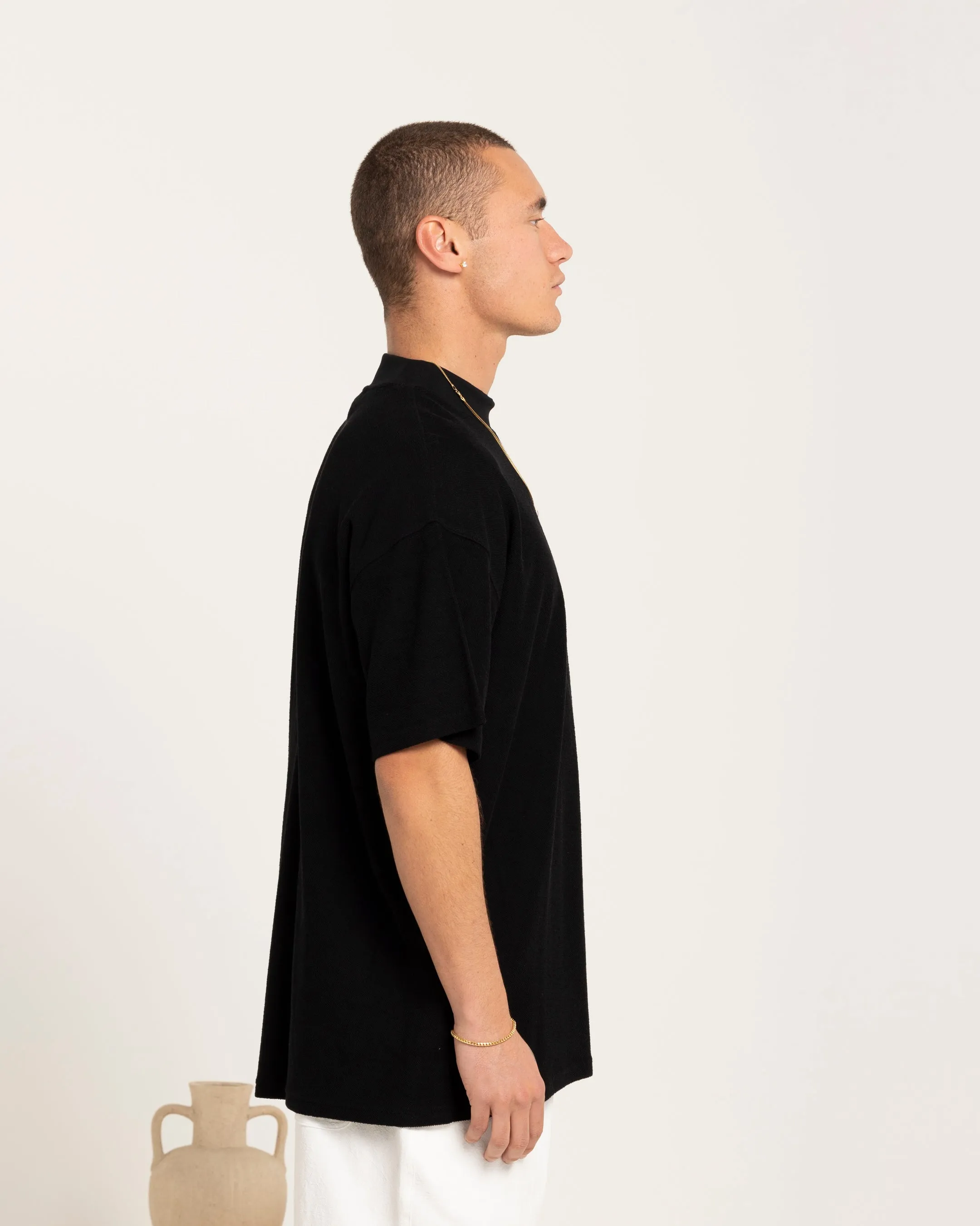 Carre Terry Oversized T-Shirt Black