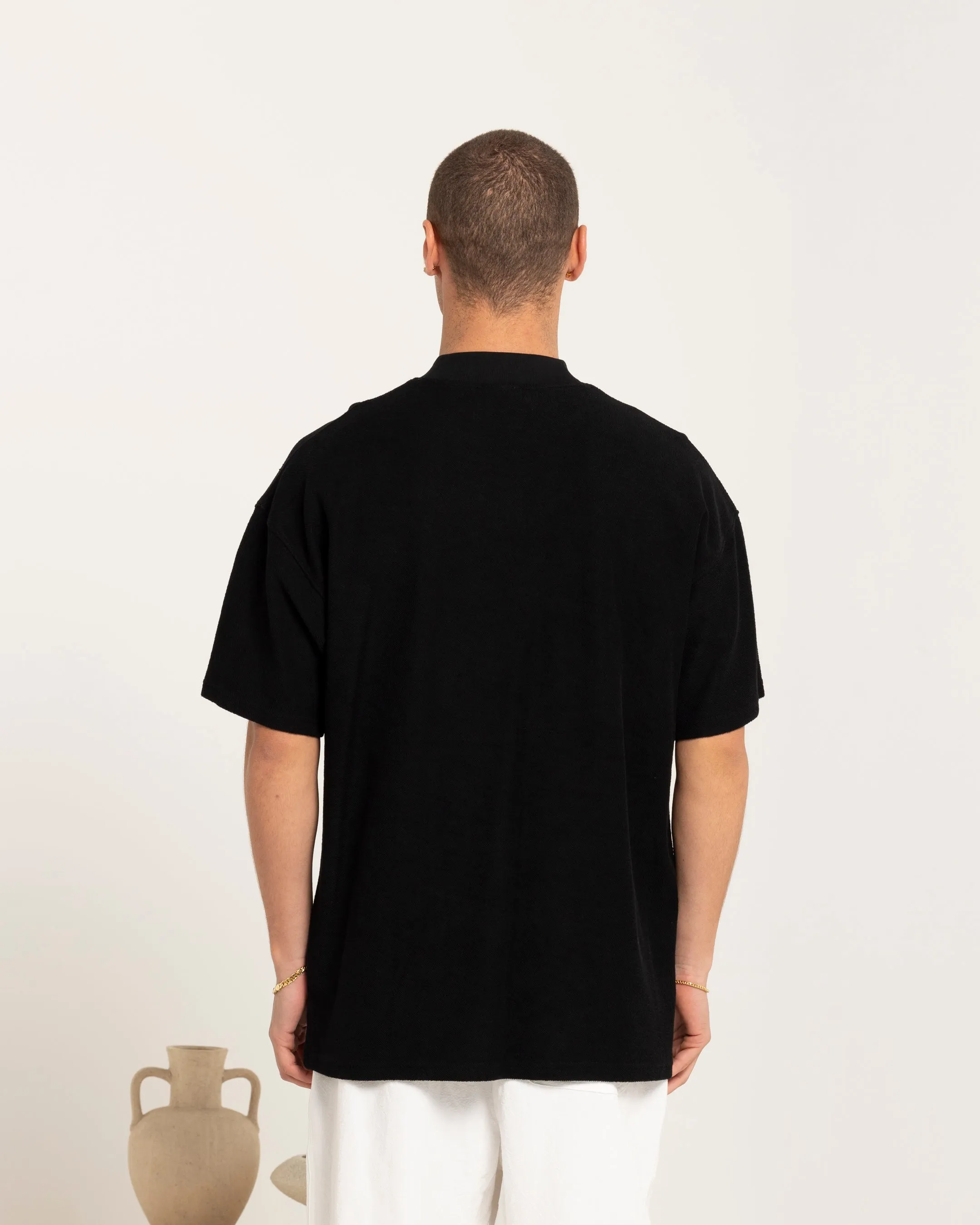 Carre Terry Oversized T-Shirt Black