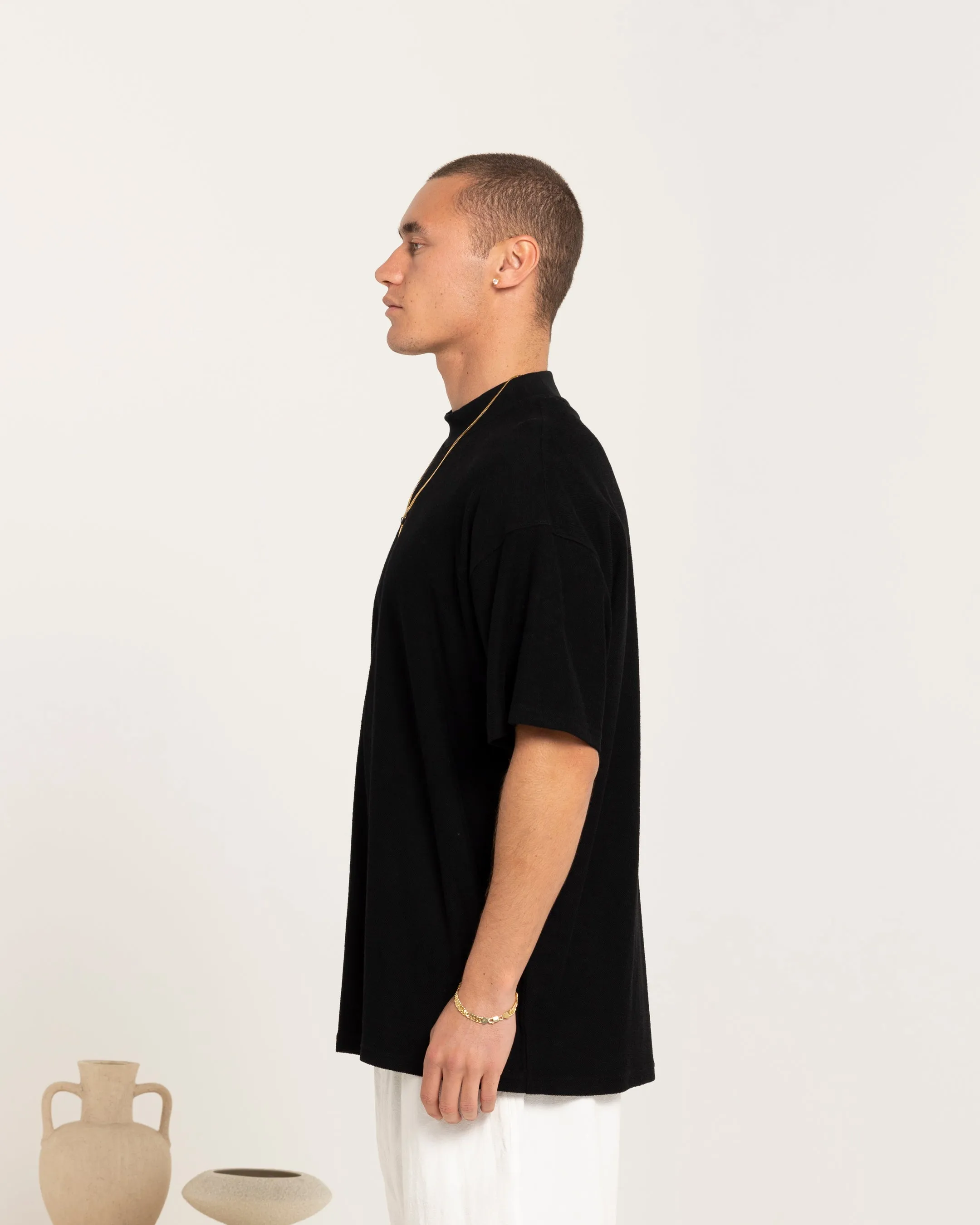 Carre Terry Oversized T-Shirt Black