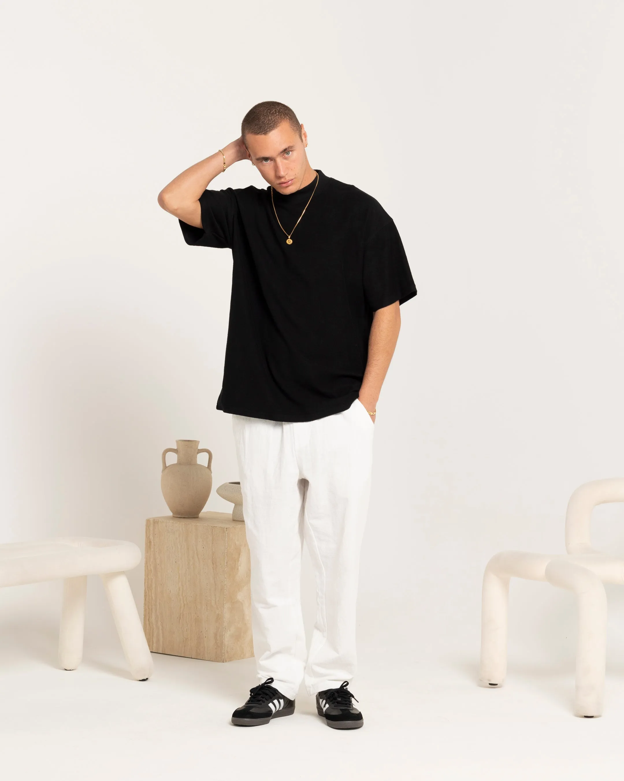 Carre Terry Oversized T-Shirt Black