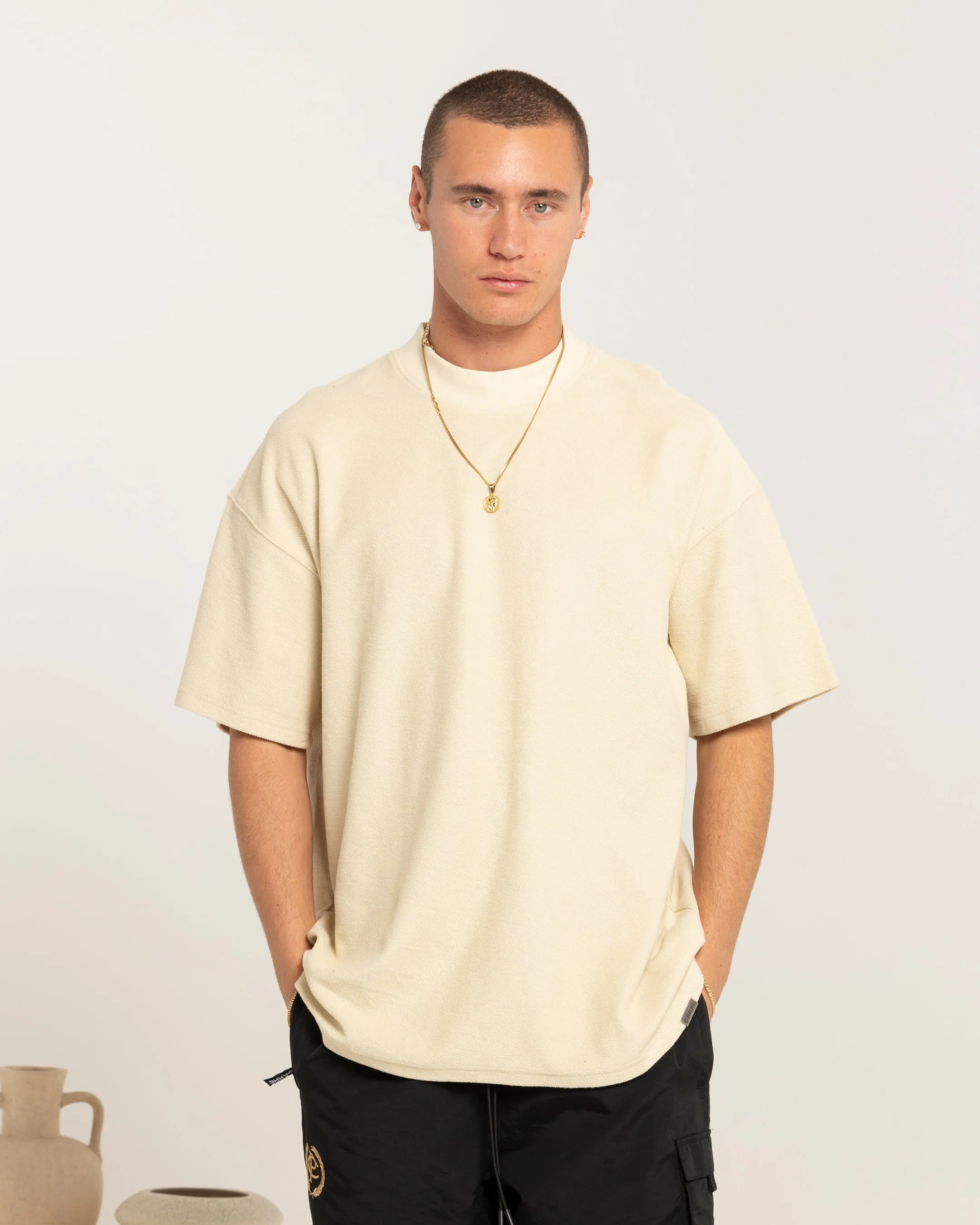 Carre Terry Oversized T-Shirt Light Stone