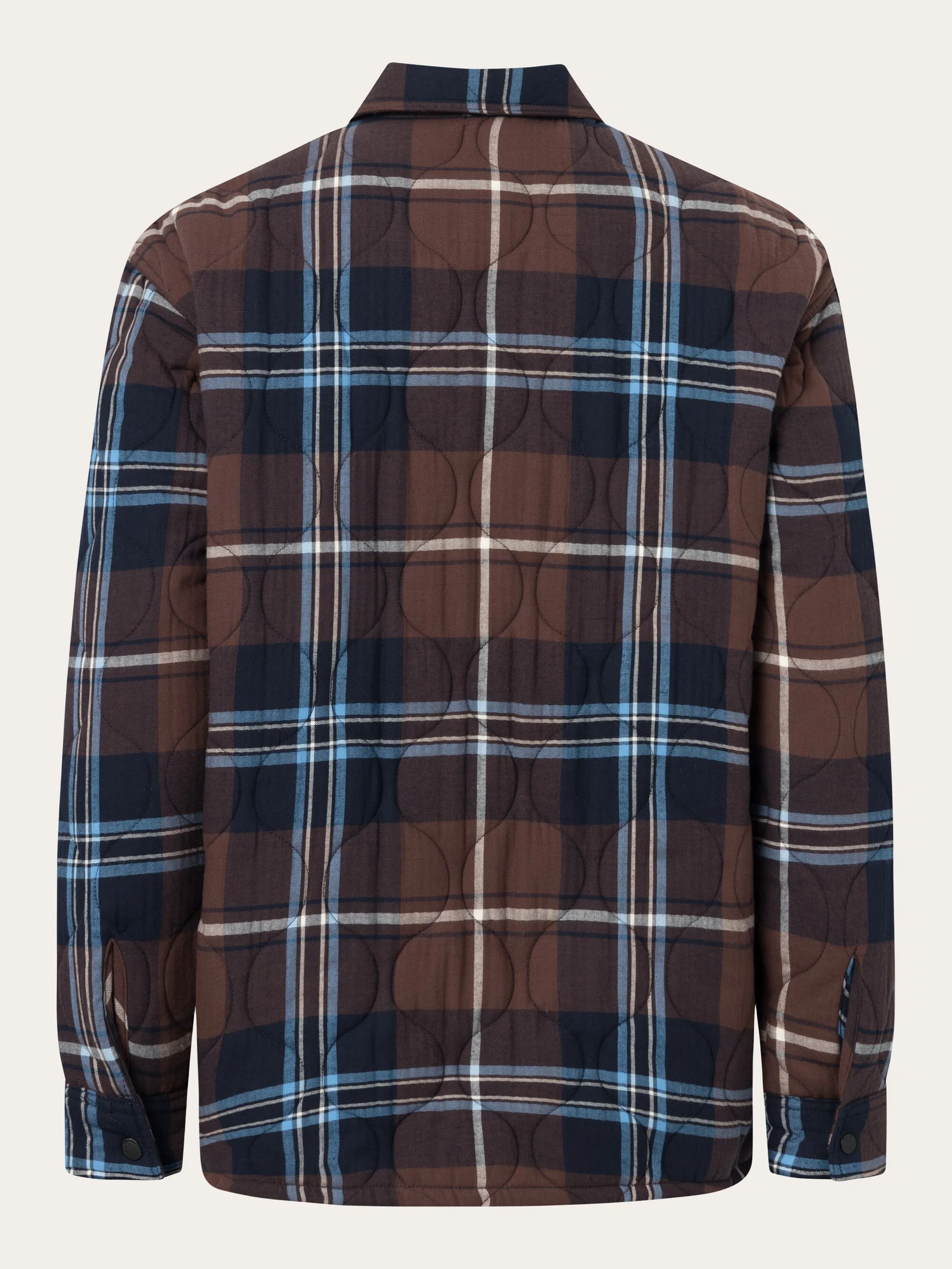 Checked quilted oversized overshirt - Brown check