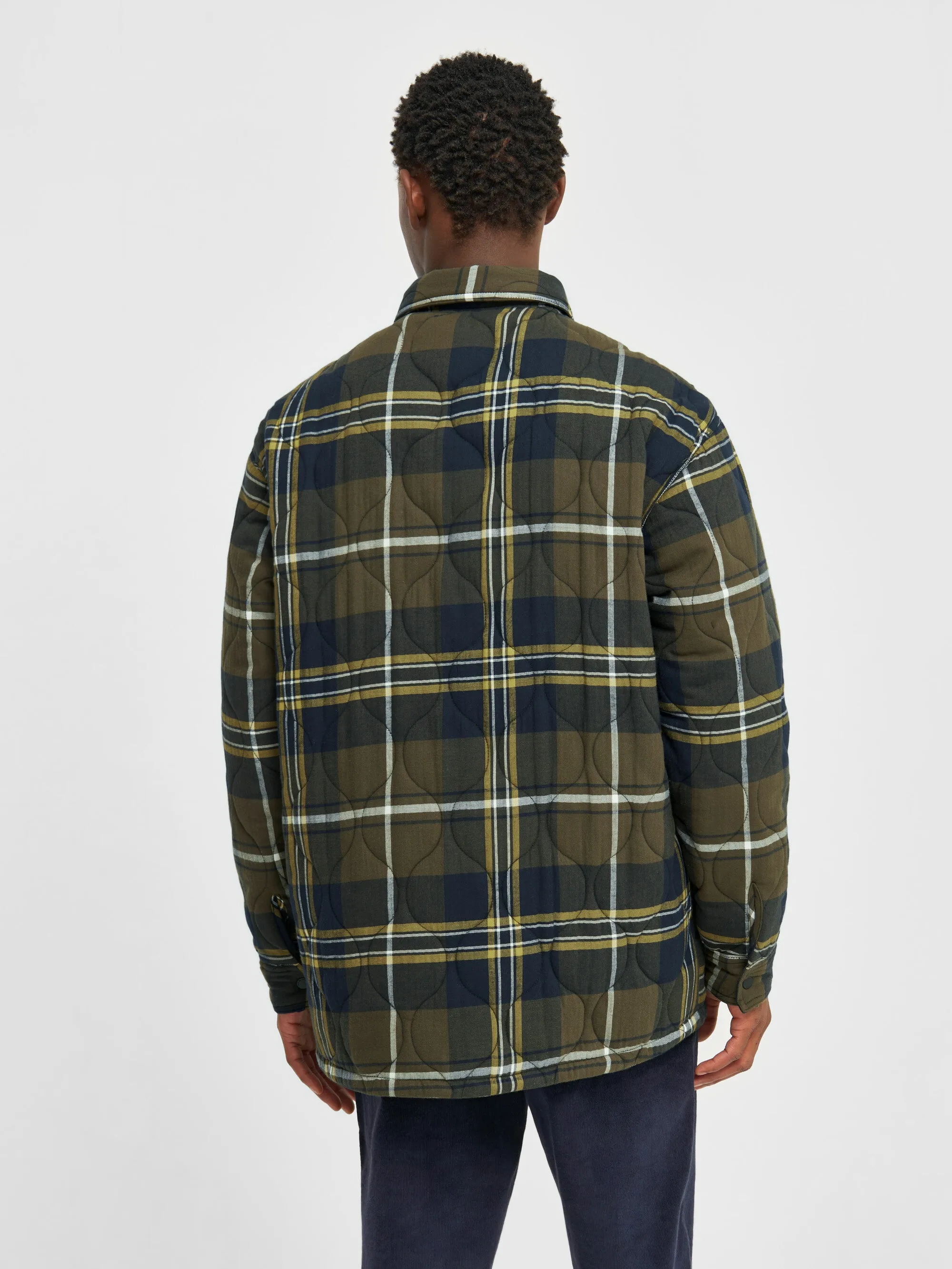 Checked quilted oversized overshirt - Green check