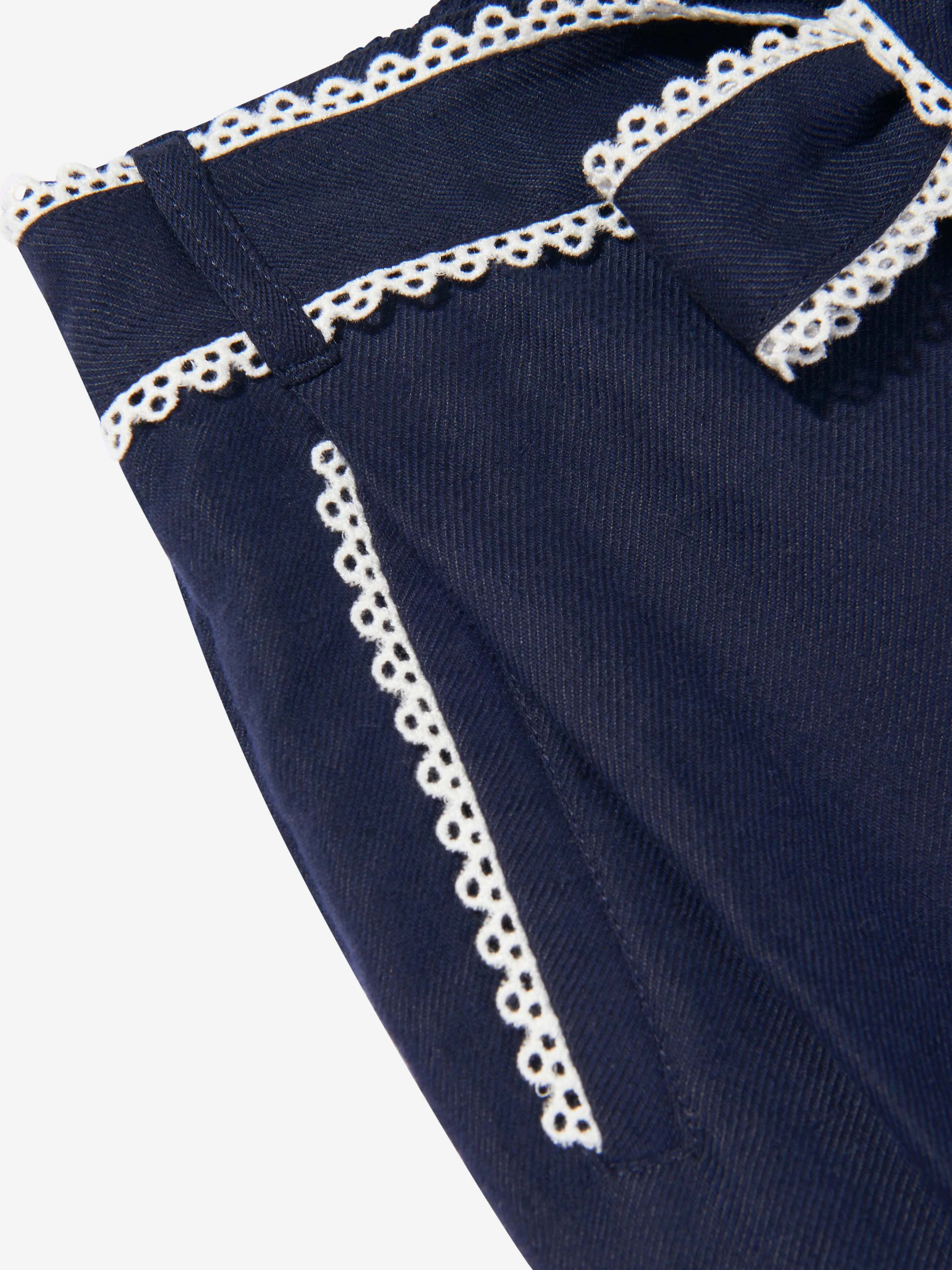 Chloé Girls Linen Flared Trousers in Navy