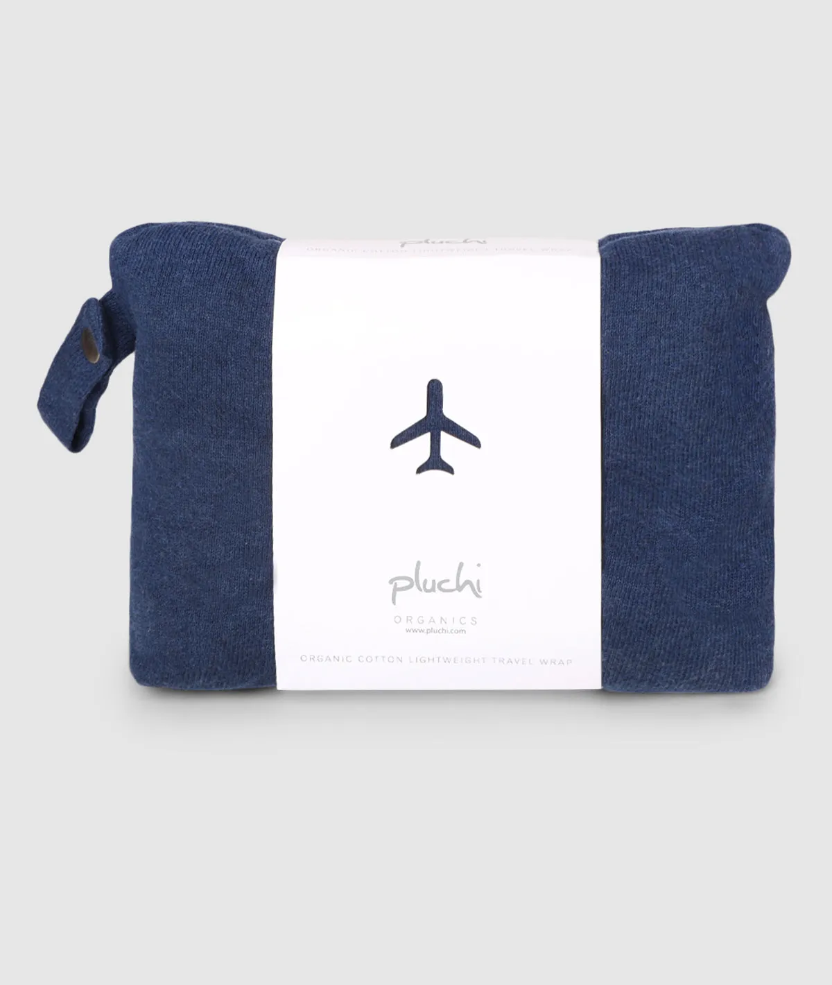 Classic Travel Cape Wrap - Organic Cotton Knitted Light Weight Wrap in Pouch (Navy Melange )