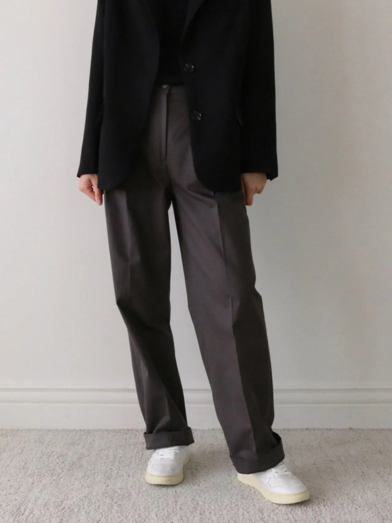 COTTON WIDE TWO PIN TUCK PANTS