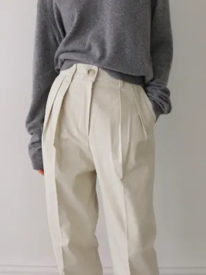 COTTON WIDE TWO PIN TUCK PANTS