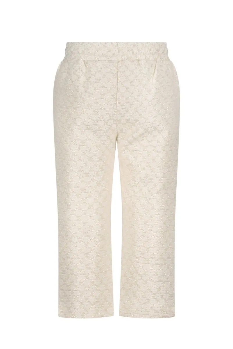 DELHY flowers & lurex trousers Champagne