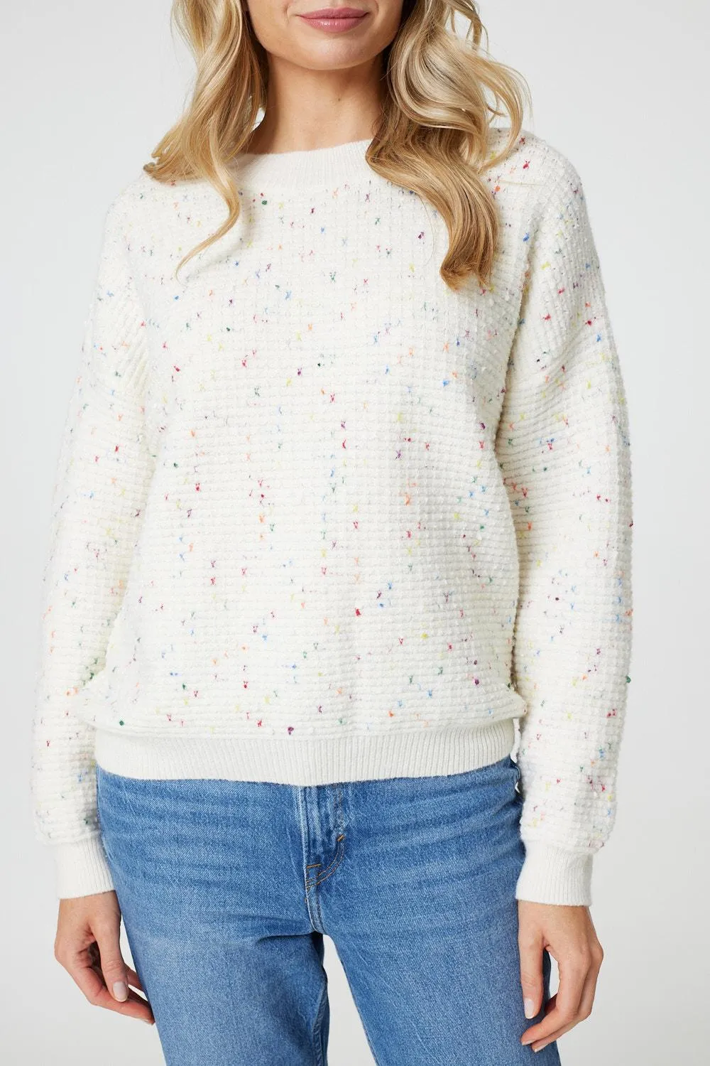 Dotted Knit Long Sleeve Jumper