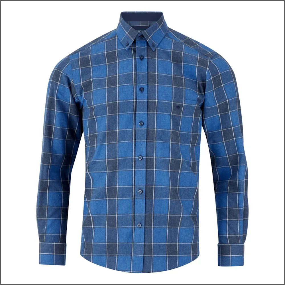 Drifter Ivano Blue & Navy Checked Shirt^