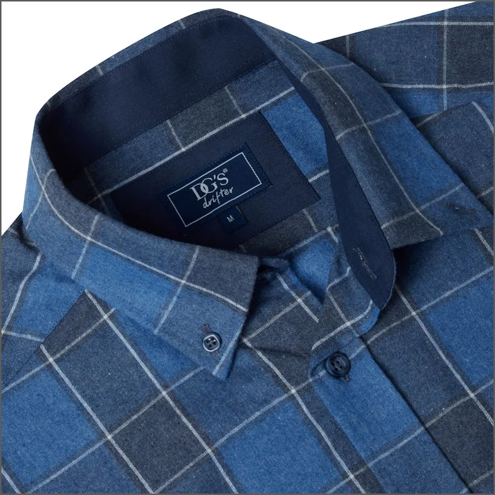 Drifter Ivano Blue & Navy Checked Shirt^