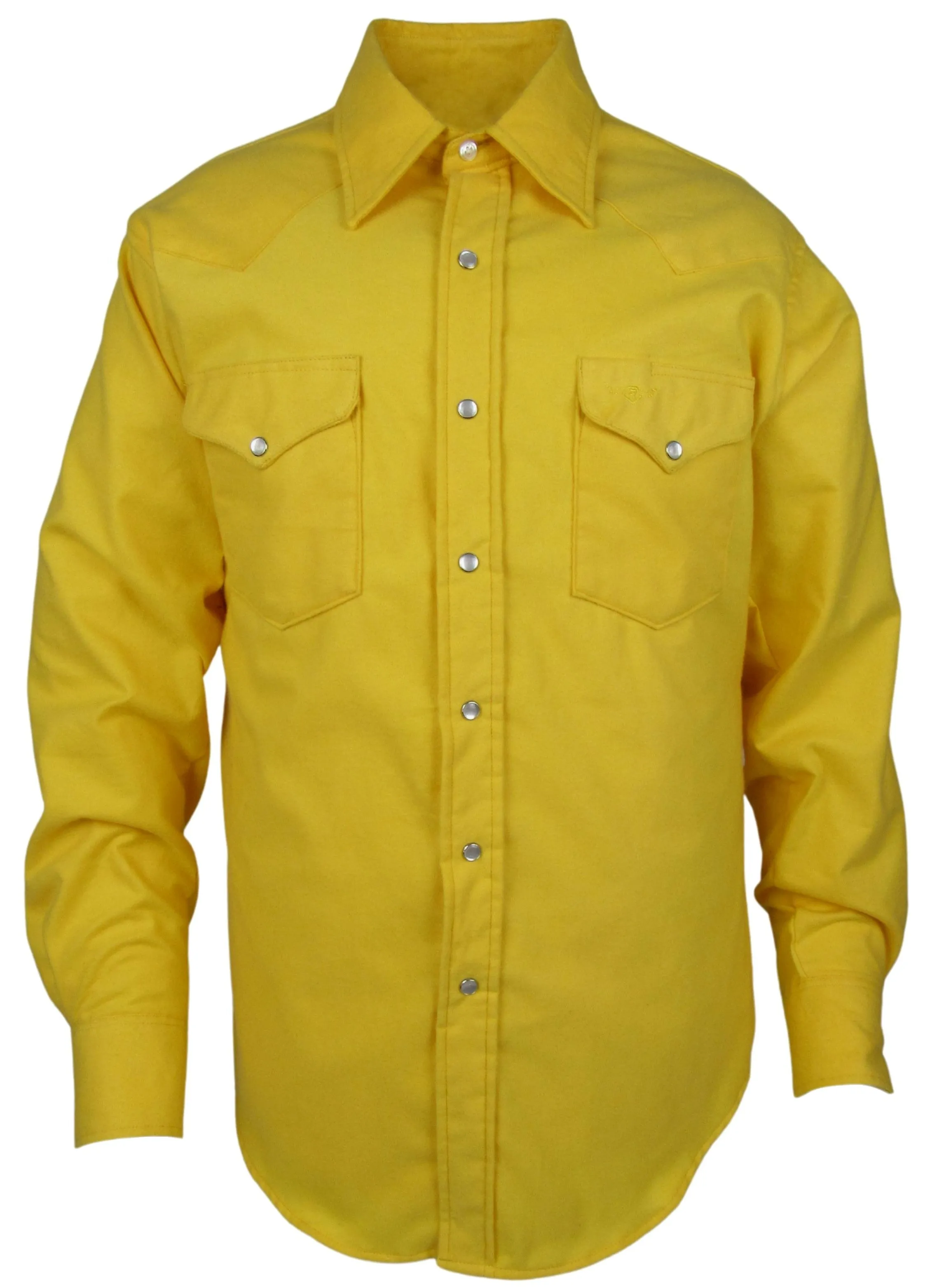 Flying R Ranchwear - Solid Flannel - Yellow - Long Sleeve - Snaps