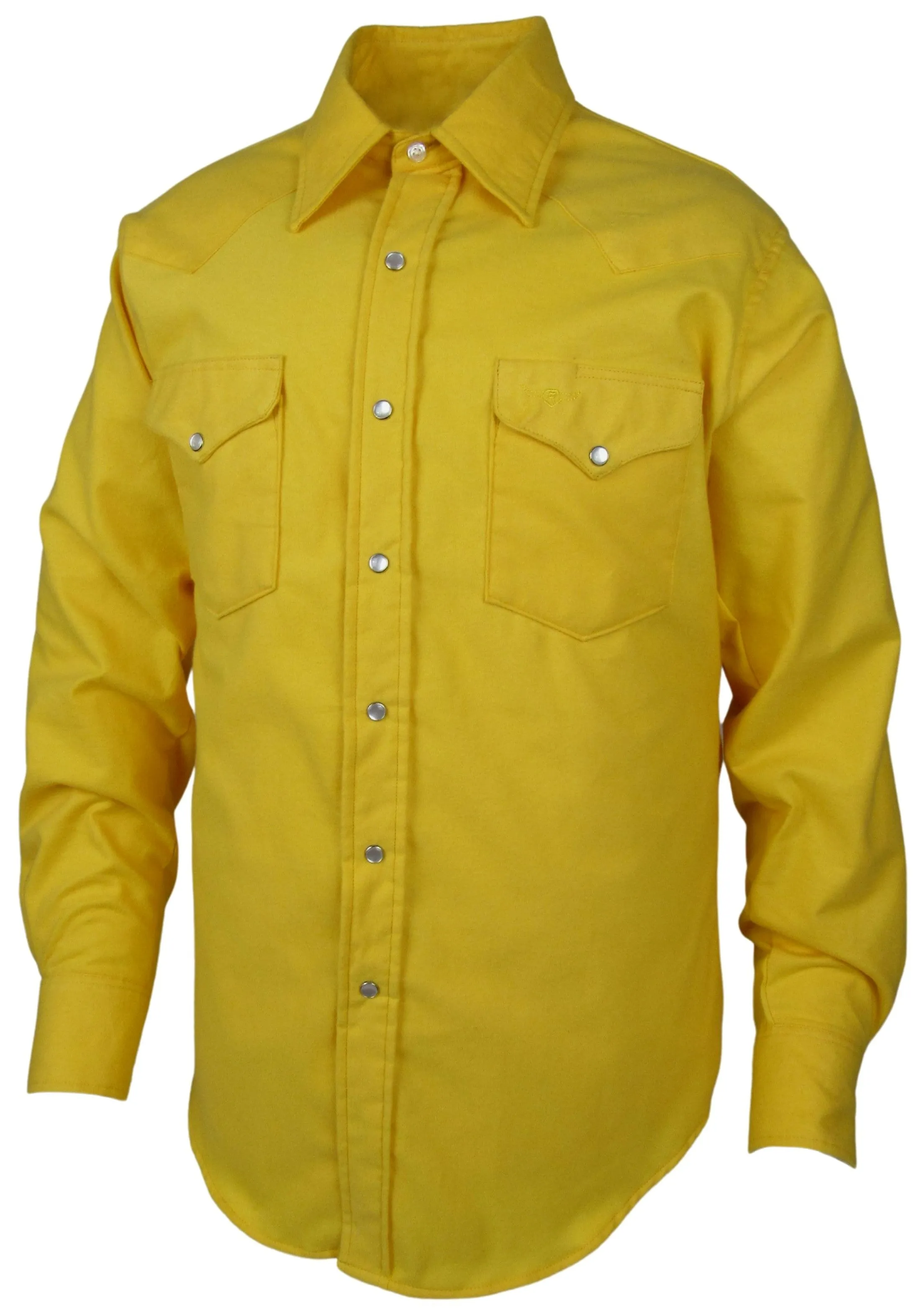 Flying R Ranchwear - Solid Flannel - Yellow - Long Sleeve - Snaps