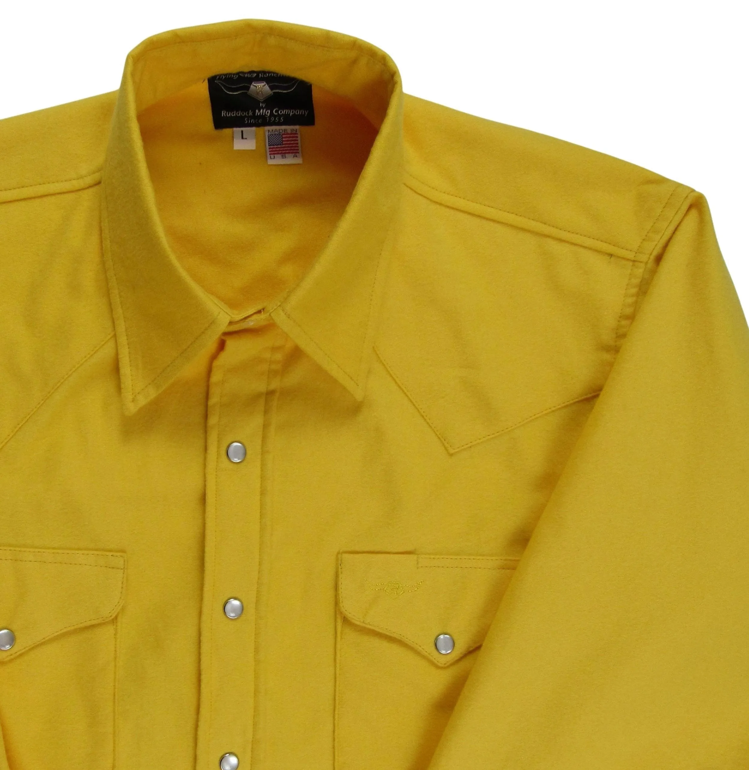 Flying R Ranchwear - Solid Flannel - Yellow - Long Sleeve - Snaps