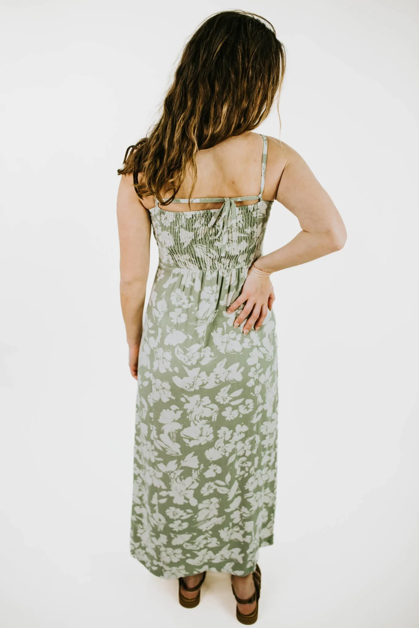 Fond Memories Floral Linen Midi Dress