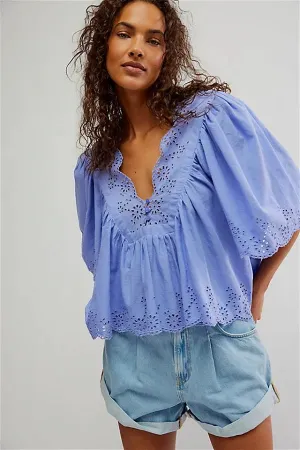 Free People Costa Eyelet Top