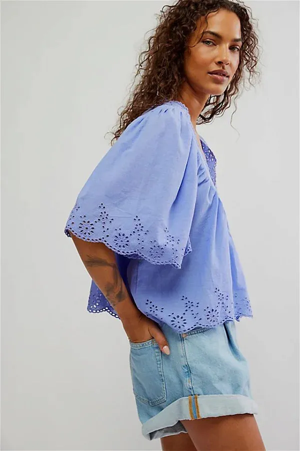 Free People Costa Eyelet Top