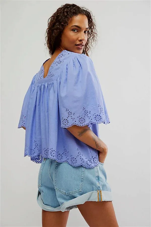 Free People Costa Eyelet Top