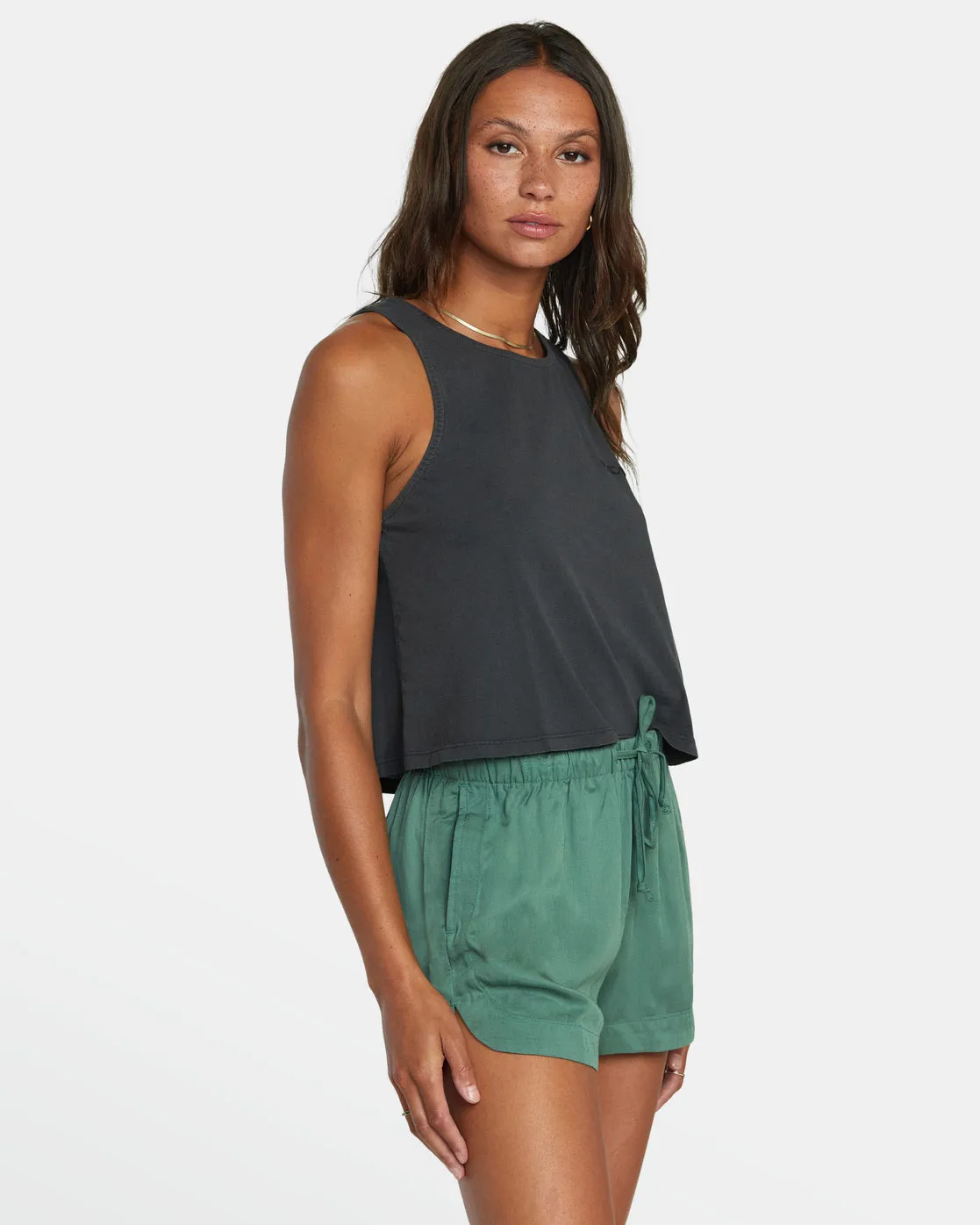 Grounded Elastic Waist Shorts - Dark Ivy