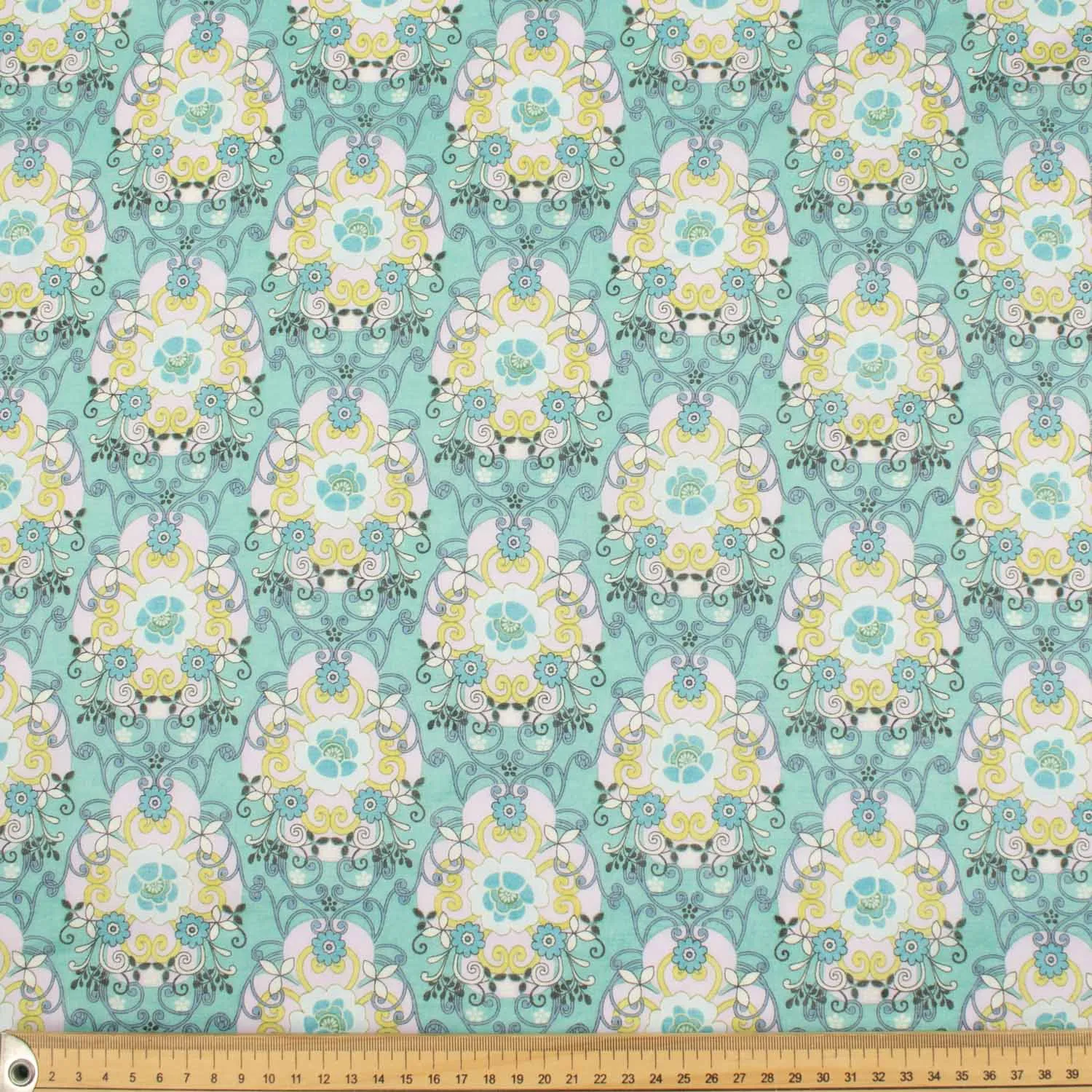 Japanese Pure Cotton Lawn Prints Design-218 Teal Florals