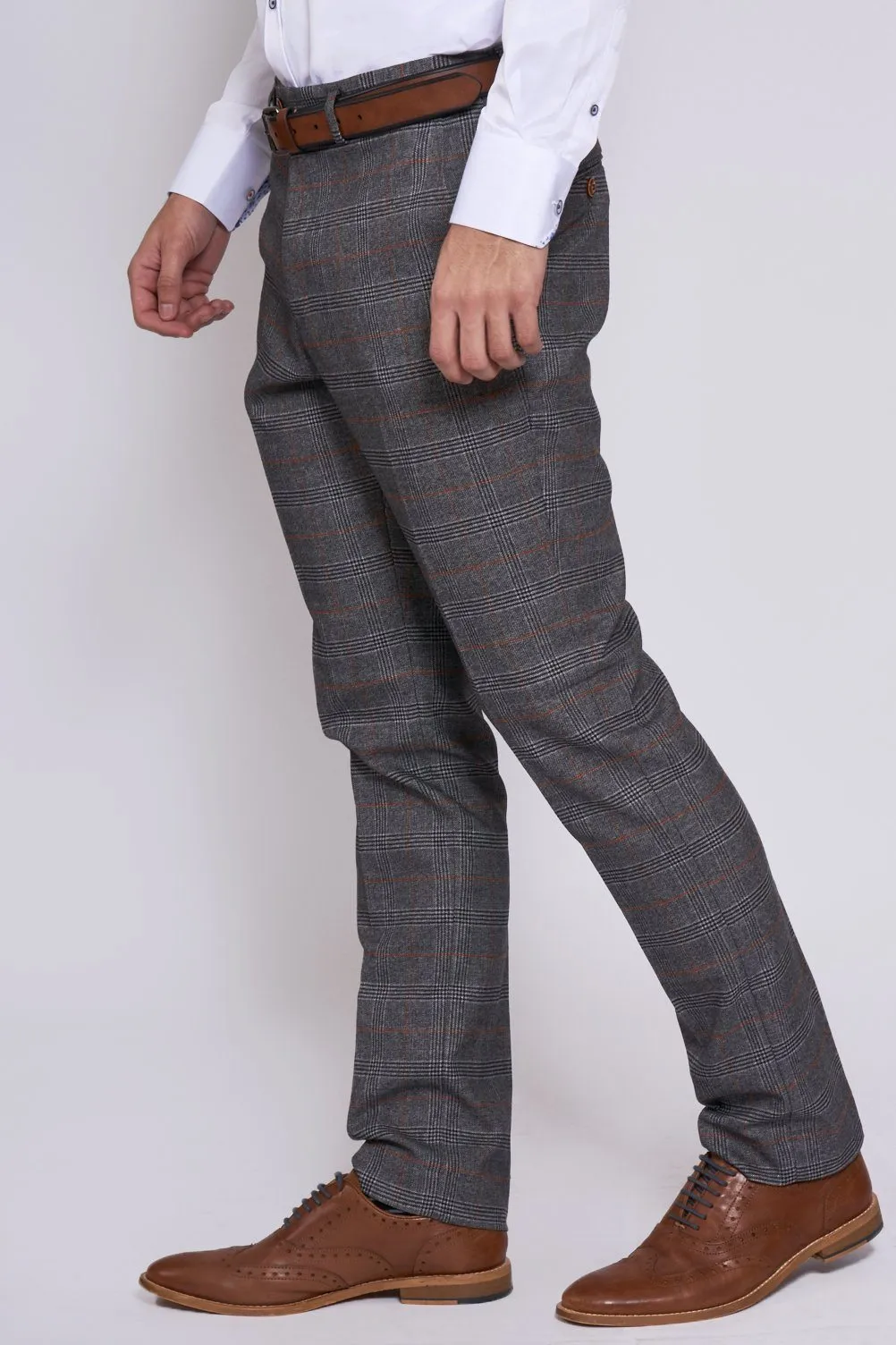 Jenson Grey Check Trousers | Wedding Wear | Party Wear | Office Wear