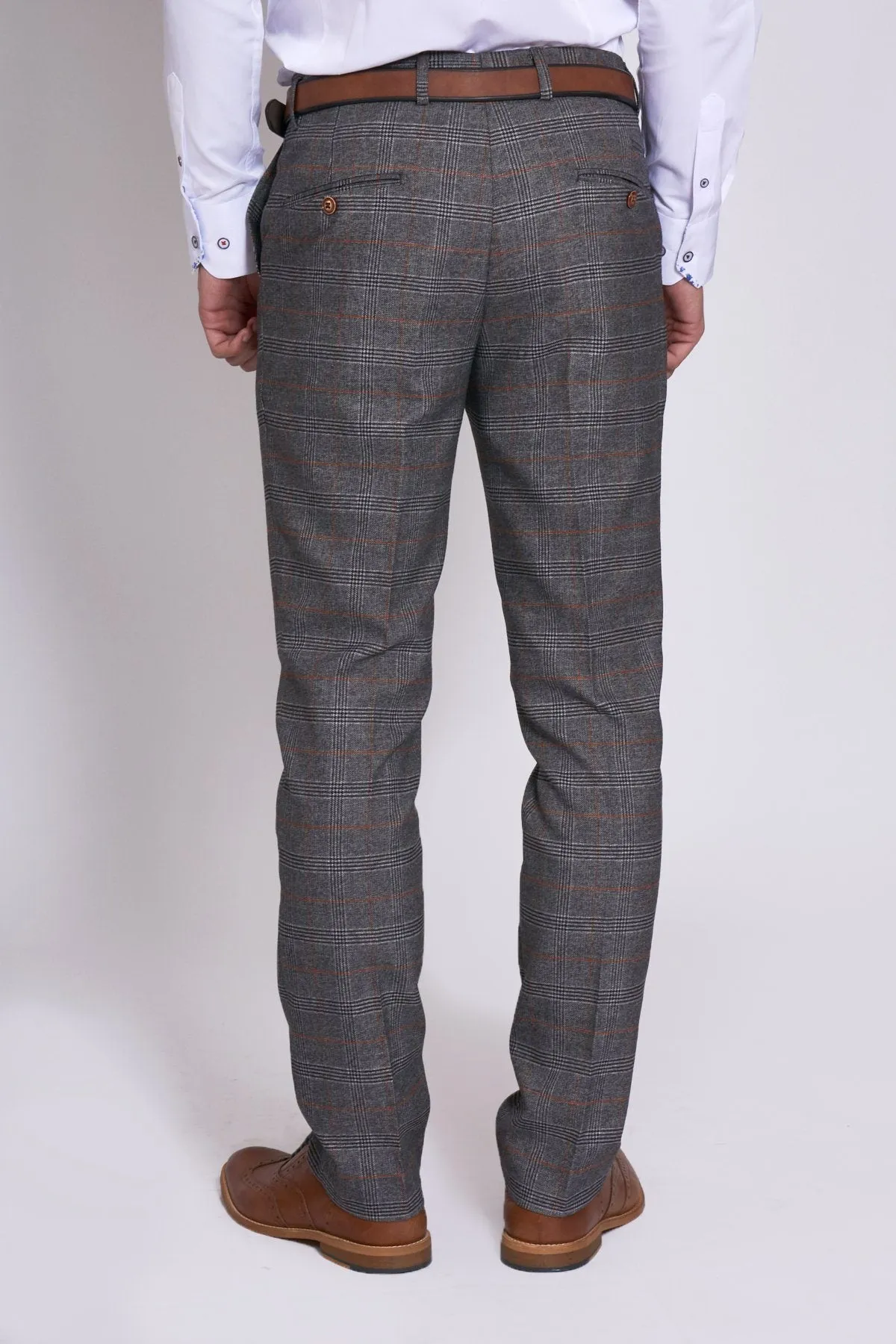 Jenson Grey Check Trousers | Wedding Wear | Party Wear | Office Wear