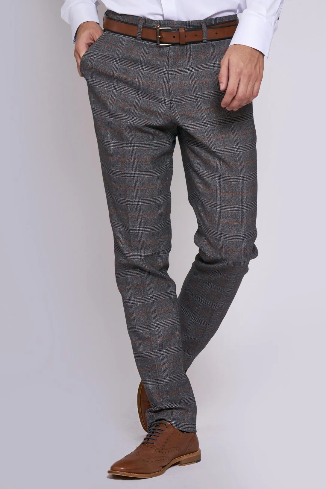 Jenson Grey Check Trousers | Wedding Wear | Party Wear | Office Wear