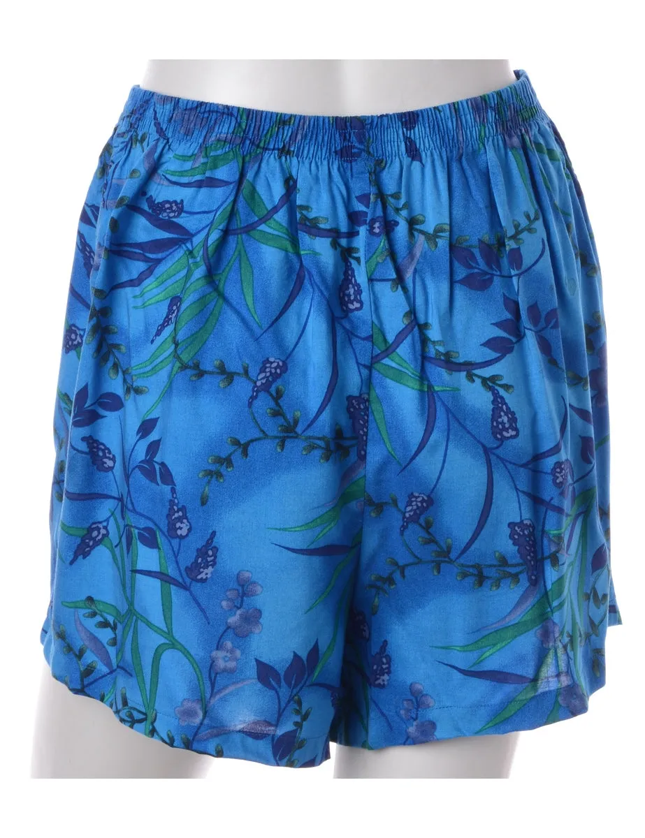 Label Foliage Print Summer Shorts