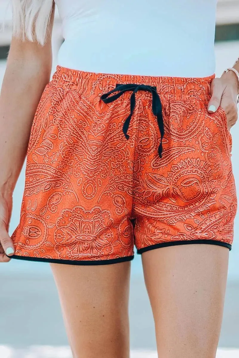 Ladies, Elevate Your Style with Retro Print Drawstring Shorts