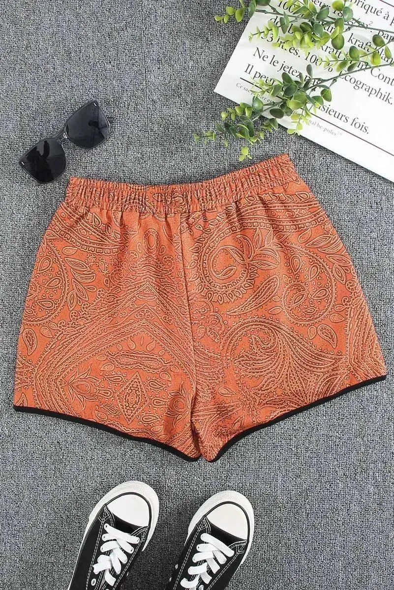 Ladies, Elevate Your Style with Retro Print Drawstring Shorts