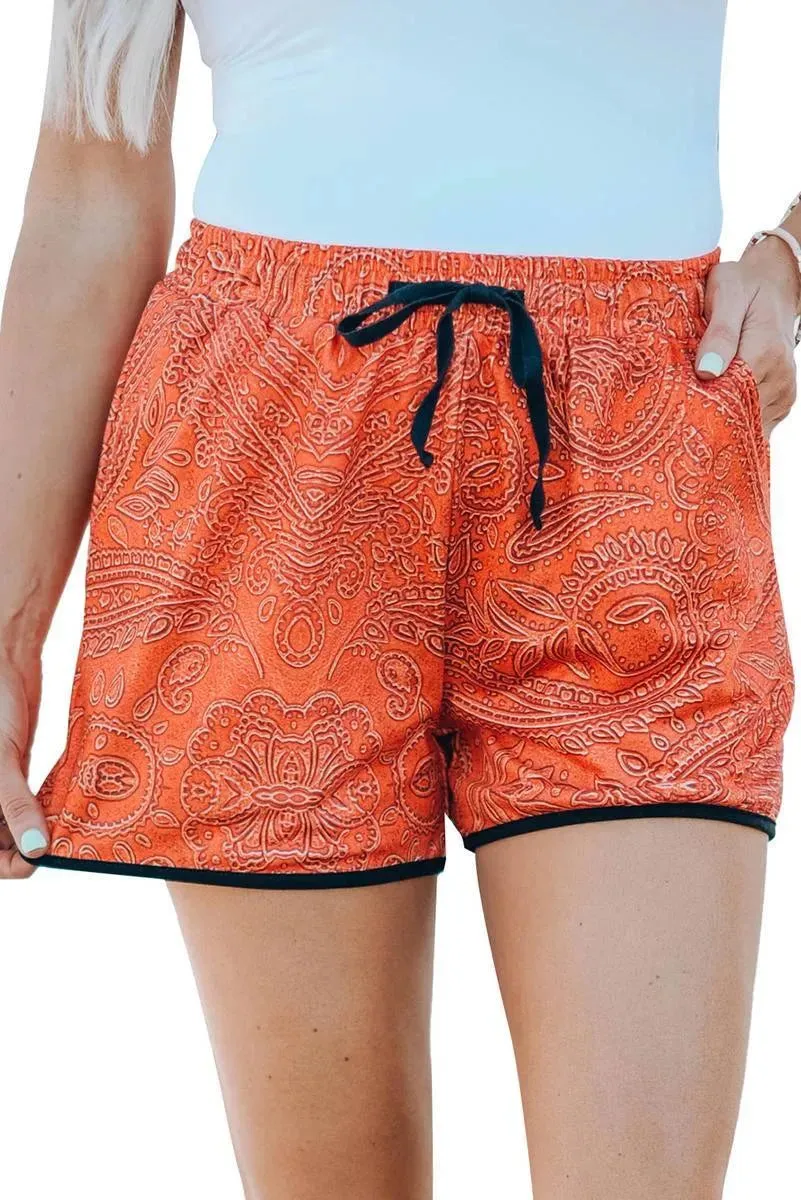 Ladies, Elevate Your Style with Retro Print Drawstring Shorts