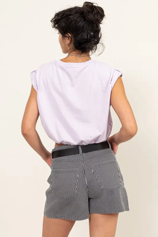 Lavender Drawstring Hem Crop Top