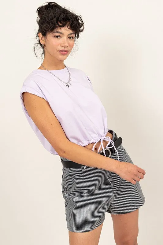 Lavender Drawstring Hem Crop Top