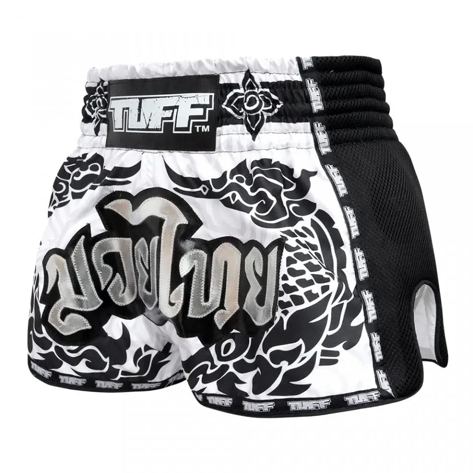 MRS201 TUFF Muay Thai Shorts Retro Style The Great Hongsa White