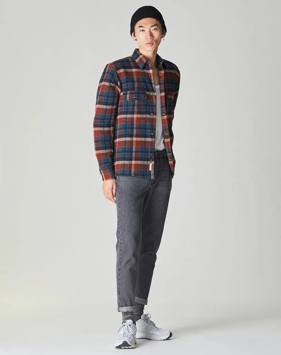 OMAHA PADDED CHECK UNISEX OVERSHIRT | NAVY