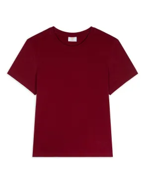 Organic Cotton Embroidered Mini Logo T-Shirt - Burgundy