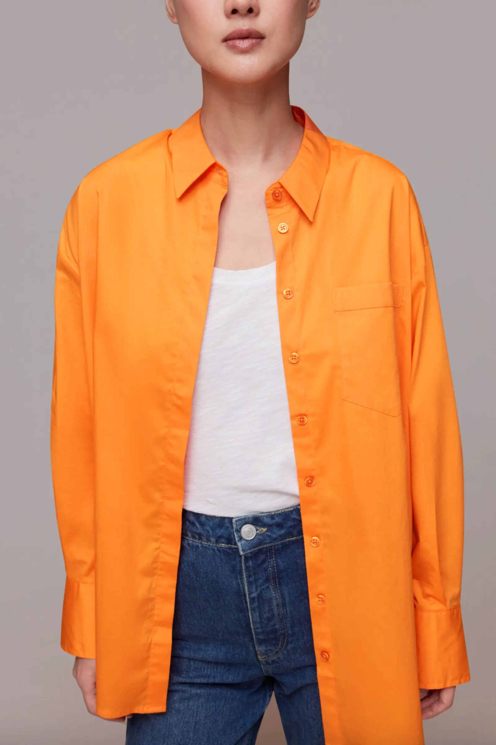 Oversized Orange Button Up Shirt