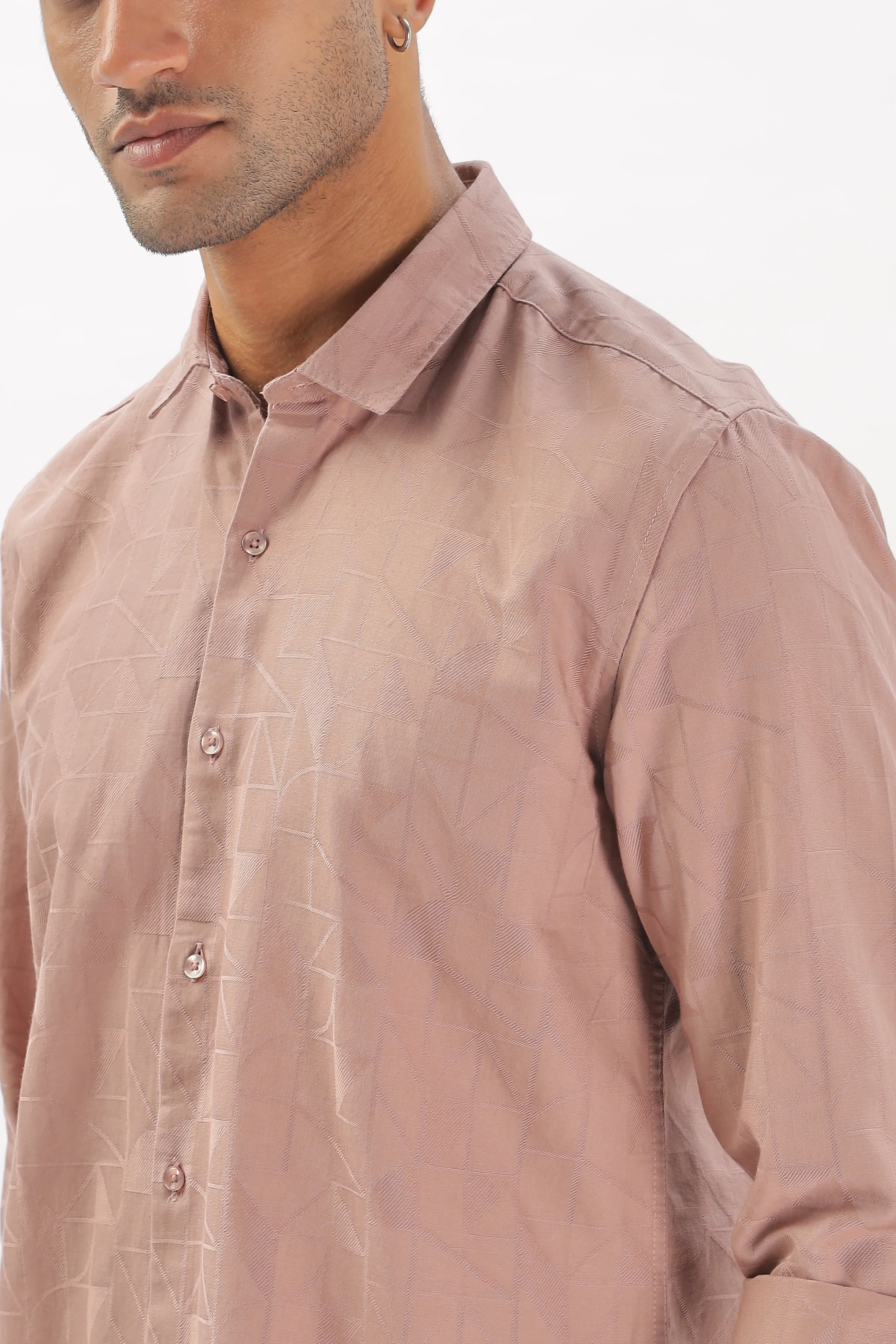 Peach Textured Party Wear Shirt