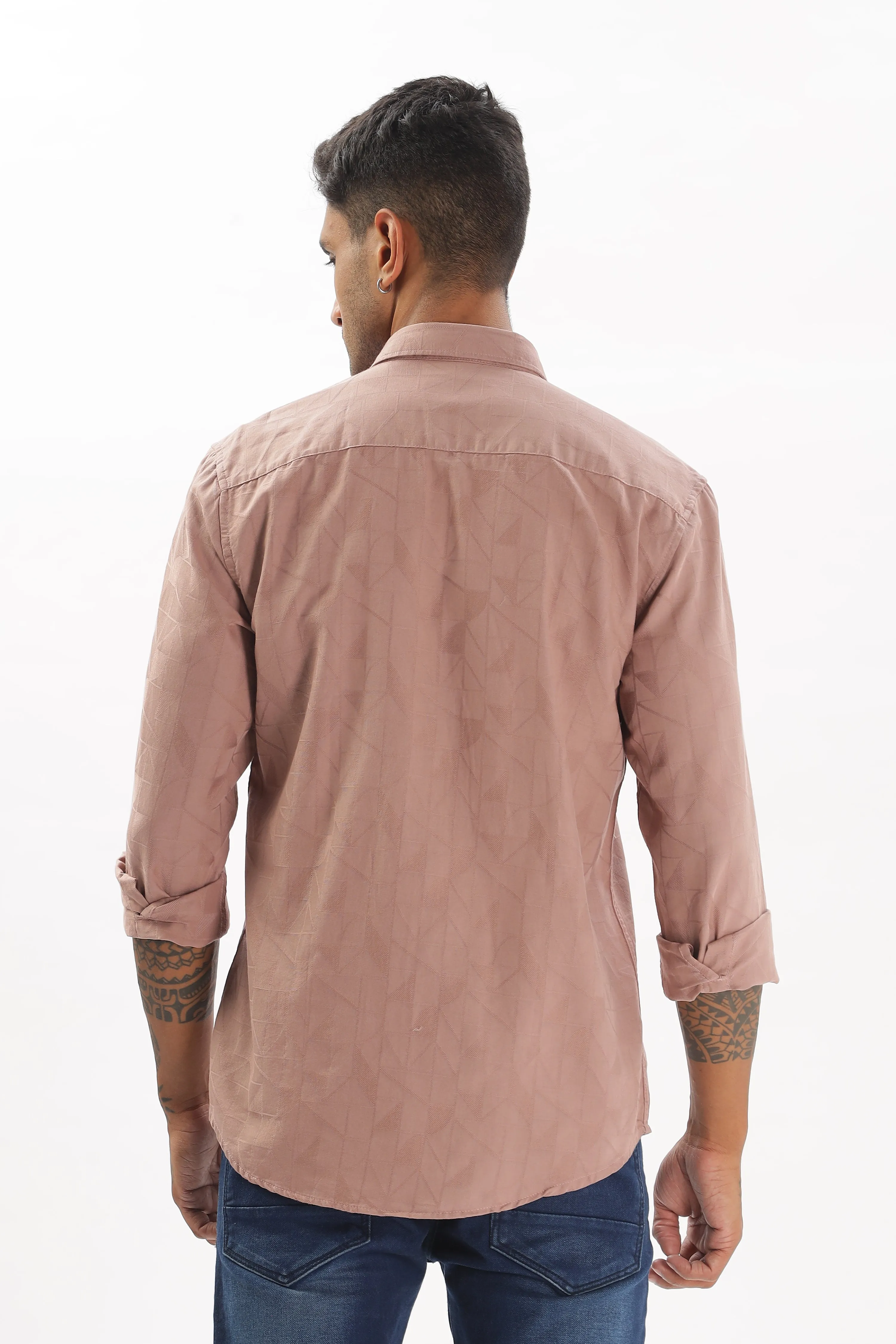 Peach Textured Party Wear Shirt